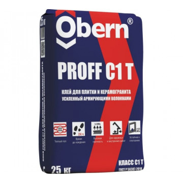 Клей плиточный PROFF C 1T OBERN 25кг для внутренних и наружных работ Клей плиточный PROFF C 1T OBERN 25кг для внутренних и наружных работ