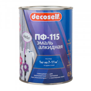 Эмаль ПФ-115 белая 0,9кг ПУФАС DECOSELF купить во Владимире